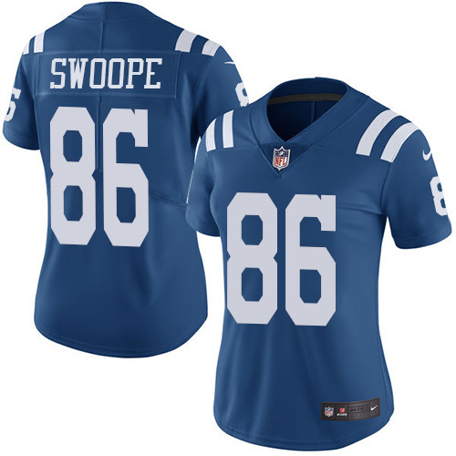 Indianapolis Colts 86 Limited Erik Swoope Royal Blue Nike NFL Women Rush Vapor Untouchable jersey